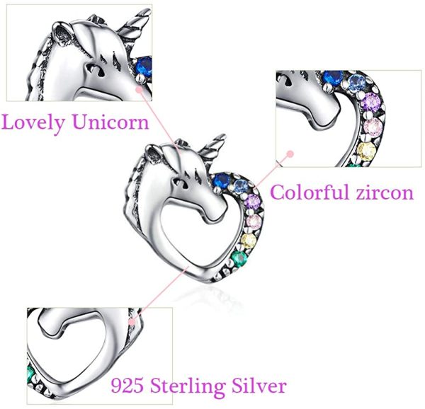 MengCat Unicorn earrings for girls,Heart Shape 925 Sterling Silver Rainbow Cubic Zirconia Screwback Earrings Gift for Her, Women, Girl - Image 7