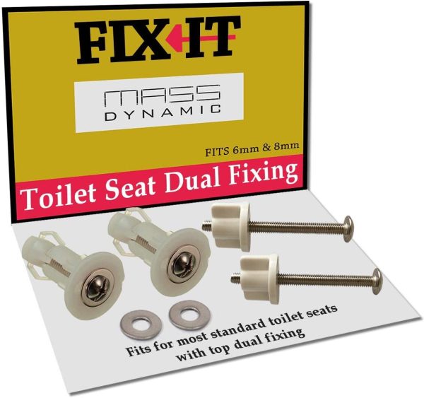 FIX-IT Pack of Dual Fixing, Includes Top Fix/ Bottom Fix Tightly Secures Your Toilet Seat, Suitable for 14-19 mm Hole Sizes in Standard Pans. - Image 2