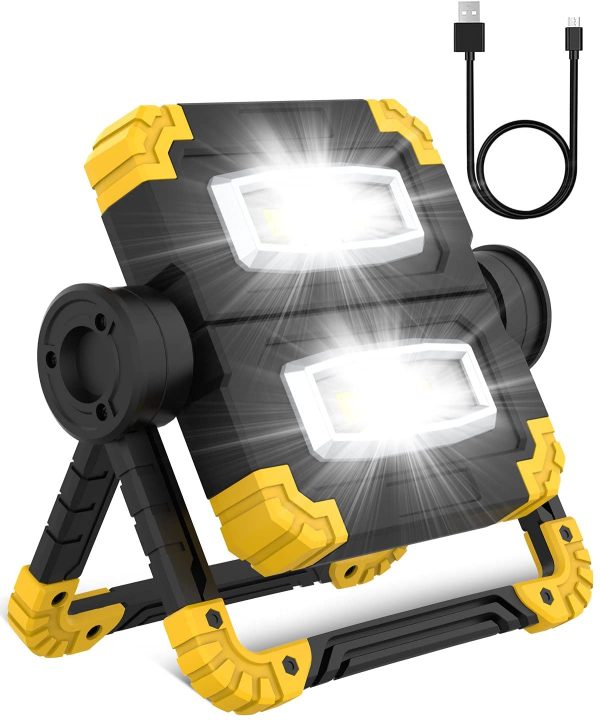 Trongle LED Work Lights, 1400LM 2 COB USB Rechargeable Flood Lights LED Light with Waterproof Nightlight Longer Working Hour Camping Lights Outdoor Security Light for Yard, Emergency, Fishing, Hiking - Image 4