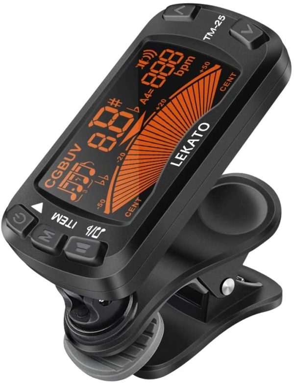 LEKATO 3 in 1 Tuner Metronome Clip on Guitar Tuner Digital Metronome Bass Tuner Chromatic Tuner Ukulele Tuner All in 1 Design for Guitars, Bass, Violin and Ukulele Chromatic Tuning Mode - Image 4