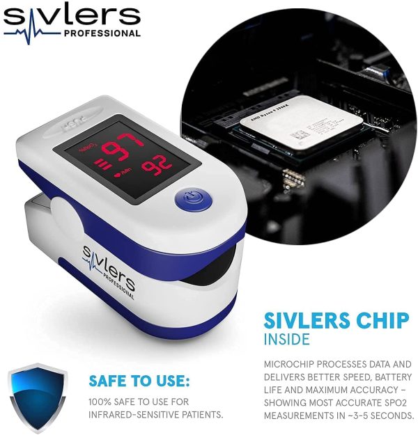 SIVLERS - Pulse Oximeter Oxygen Saturation Monitor NHS Approved UK Heart Rate SpO2 in Blood Sats Meter Fingertip Adult & Child Portable Oxymeter Batteries Included - Image 8