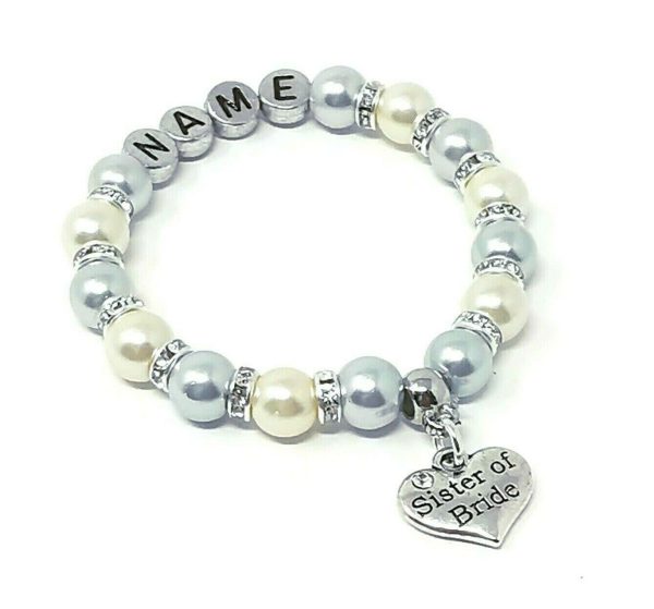 Personalised Bridesmaid Flower Girl Wedding Charm Bracelet Free Gift Bag - Image 5