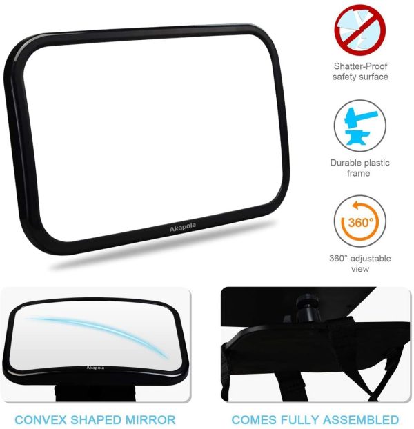 Baby Car Mirror for Back Seat, Baby Rear View Mirror for Car to See Rear Facing Infants, Babies, Kids and Child, Shatterproof, 360 ?? Rotation - Black - Image 6