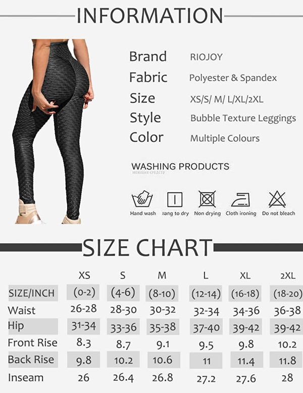 RIOJOY Women Anti Cellulite Gym Waffle Leggings, High Waist Yoga Pants Bubble Textured, Scrunch/Ruched Butt Lift Running Tights - Image 5