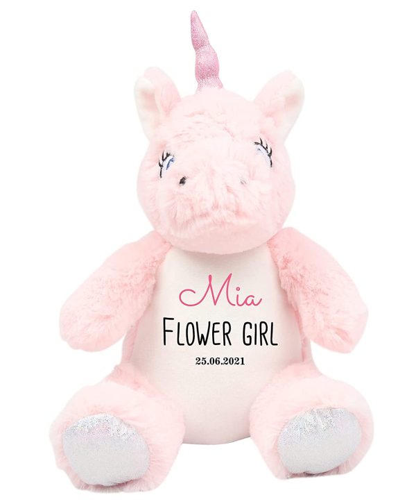 Pomchick Personalised Soft Toy Gift For Her Girls Him Boys Baby Shower Present Flower Girl Page Boy Xmas Christmas Birthday Teddy Plush Rabbit Unicorn Bear Owl Penguin Elephant Custom Kid Kids Child - Image 3