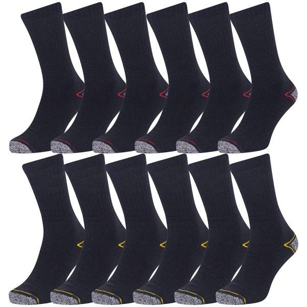 12 Pairs One Size Sustainable Recycled Cotton Padded Heel and Toe Work Heavy Duty Work Sock (6-11 / EU 39-45)