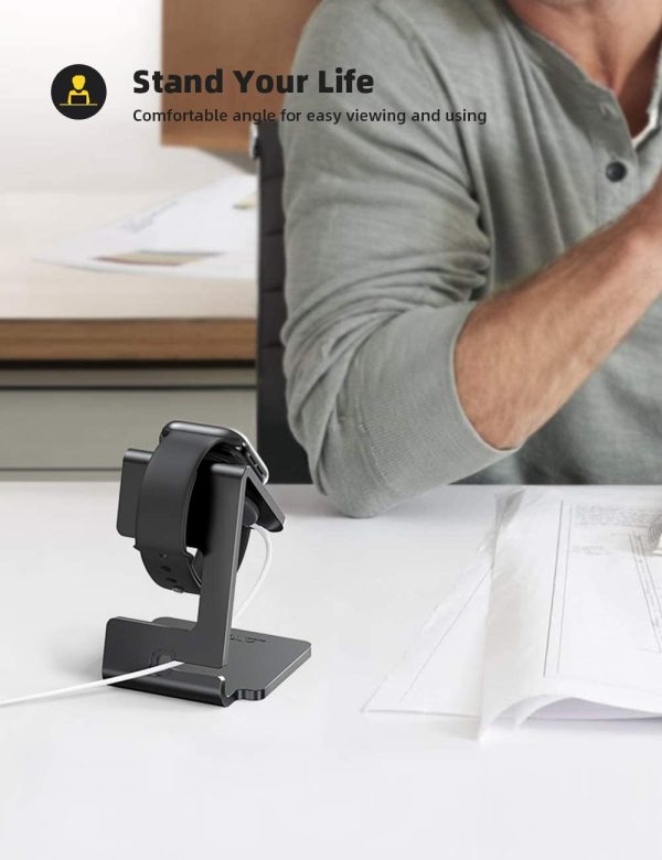 Lamicall Stand for Apple Watch - Desk iWatch Stand Holder Charging Dock Station Designed for Apple Watch Series SE, iWatch Series 7, 6, 5, 4, 3, 2, 1, iWatch 44mm / 42mm / 40mm / 38mm - Black - Image 3