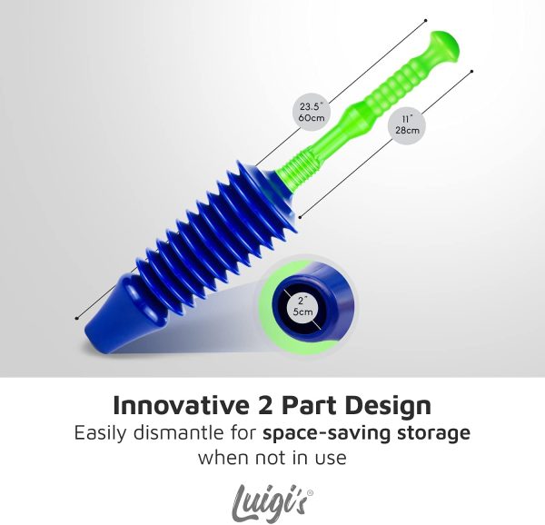 Luigi's - The World's Best Toilet Plunger | The Big, Blue & Green Unblocking Machine | Heavy Duty Unblocker with Unique Bellows Design | Clears & Unblocks All Toilets - Image 2