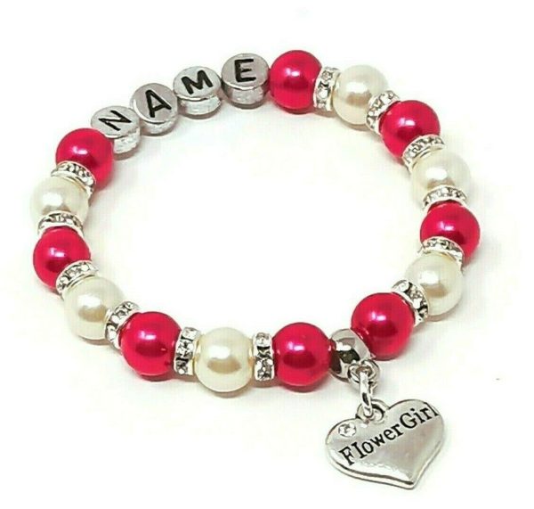 Personalised Bridesmaid Flower Girl Wedding Charm Bracelet Free Gift Bag - Image 9