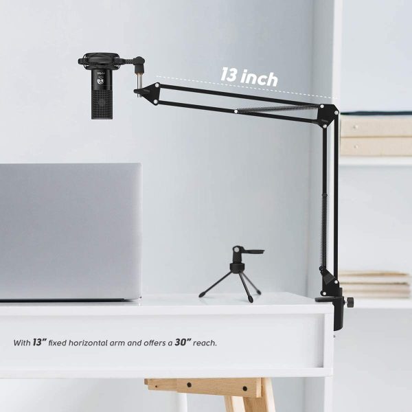 FIFINE USB Microphone Kit Condenser Studio Microphone for Computer, PC Mic with Adjustable Scissor Boom Arm Stand Shock Mount Volume Control for Gaming,Streaming,Podcast,Recording Vocal,YouTube-T669 - Image 4