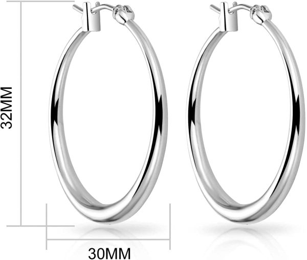 Silver Plated 30mm Hoop Earrings - Image 3