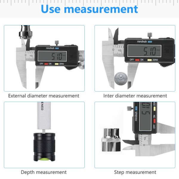 Digital Vernier Caliper,CestMall Electronic Caliper 150mm/6 Inch with Extra-Large LCD Screen Digital Precision Measuring Tool Micrometer Stainless Steel with Mm/Inch Conversion - Image 3