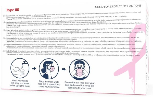 Omnitex Pink for Breast Cancer | 3ply Premium Type IIR Disposable Surgical Face Mask | EN14683:2019 | 98% Filtration, Fluid Resistant, Medical Face Mask 2R with Ear Loops - Pack 50 - Image 4