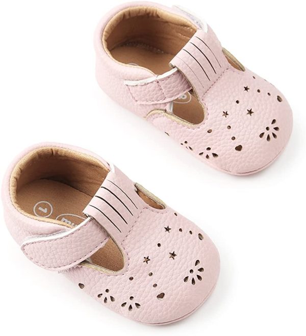 ESTAMICO Baby Girls Sneakers PU Leather Anti-Slip Summer Infant Prewalker Shoes