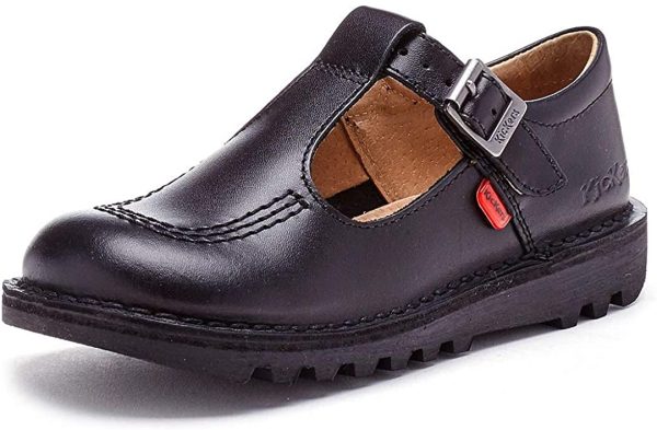 Kickers Girls Kick T-Bar Easy Fastening Black Leather School Shoes - Image 5