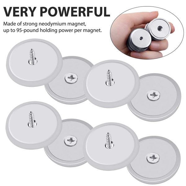 FINDMAG 4 Pcs 90 LB Pull Force Strong Magnet, Neodymium Magnets, Magnets Strong, Round Countersunk Hole Rare Earth Magnets for Whiteboards Refrigerator Home Kitchen Workplace - 4 Screws Included - Image 3