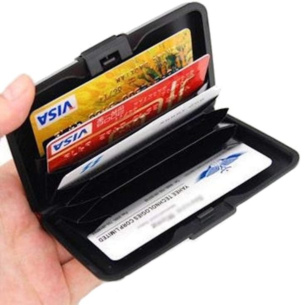 Aluminium Credit Card Holder Wallet CASE Purse Metal Business Card Protector UK (Black) - Image 2