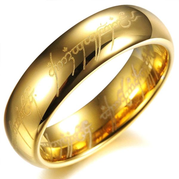 Opk Jewellery High Polished 18K Gold Plated Tungsten Carbide Steel Men's Wedding Rings Finger Band