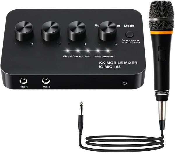 Karaoke Mixer, Inncen Microphone Mixer System with Microphone, 4 Switchable Reverb Effect & 2 Microphones Output for Karaoke, Home Theater, Speaker, Compatible with Mac, PC, iOS and Android - Image 4