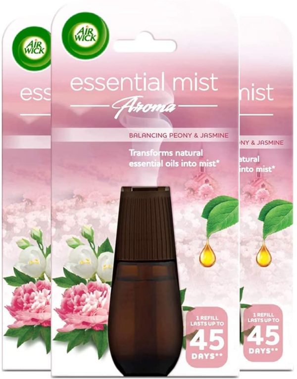 Essential Mist Refills, Essential Oil Diffuser Air Freshener Refills for Aromatherapy, Balancing Peony & Jasmine, Multipack of 3 x 45 days, Lasts Total Upto 135 days - Image 2