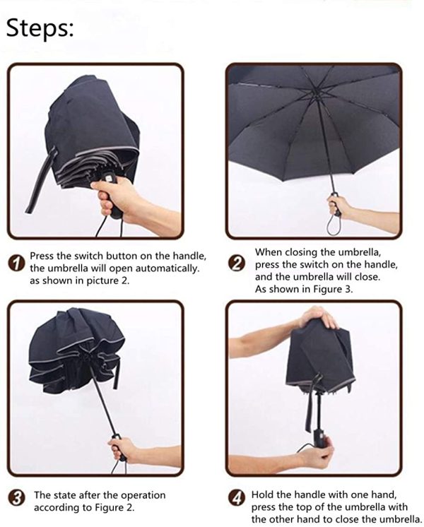 Folding Umbrellas,UV Sun Umbrella,Automatic Black Umbrella,Folding Travel Portable Umbrella Sunscreen, Waterproof and Windproof for Women Men - Image 2