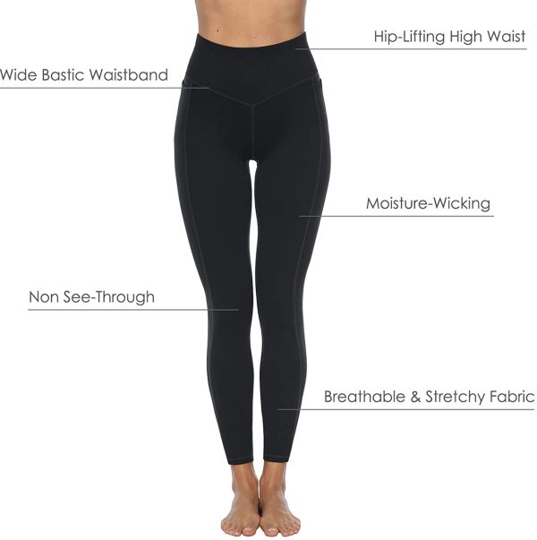 JOYSPELS Women's High Waisted Gym Leggings - Tummy Control Yoga Pants Full Length or 3/4 Length Capris Leggings with Pockets for Gym, Yoga, Workout, Running, Daily Leisure - Image 2