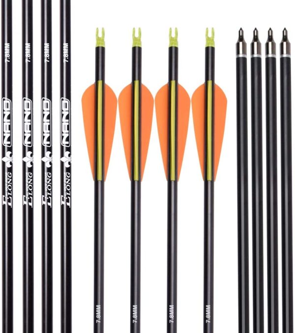 Carbon Arrow Hunting Arrows with 100 Grain Removable Tips for Archery Compound & Recurve & Traditional Bow Practice Shooting (Pack of 12) - Image 2