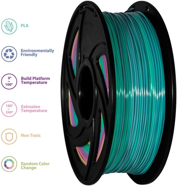 PLA 3D Printer Filament,  PLA Filament 1.75mm Multicolor Rainbow, for FDM 3D Printer 1 KG Spool (2.2 lbs) Beautiful Gradient Filament - Image 8