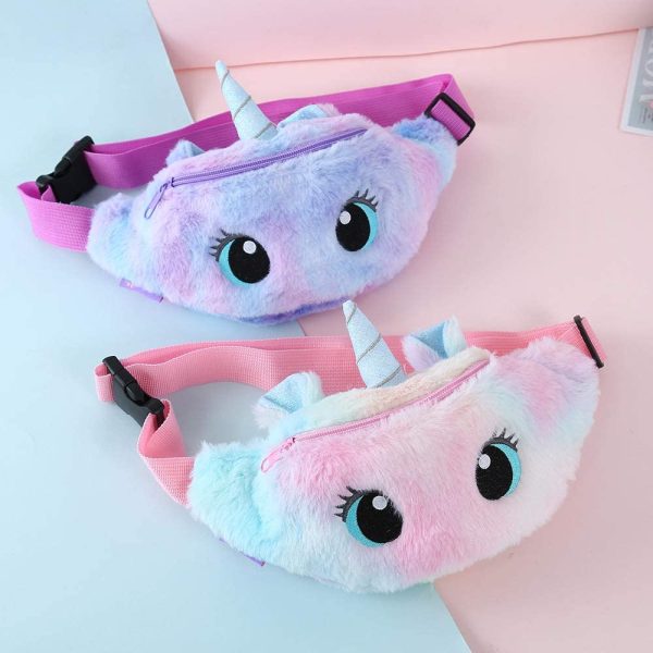 dressfan Unicorn Bum Bag Kids Belt Bag Cute Fanny Pack Hip Waist Bag Lightweight Sling Bag Chest Bag Plush Girls Women