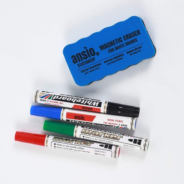 Dry Wipe Whiteboard Marker Pen Set with Magnetic Eraser - Image 4