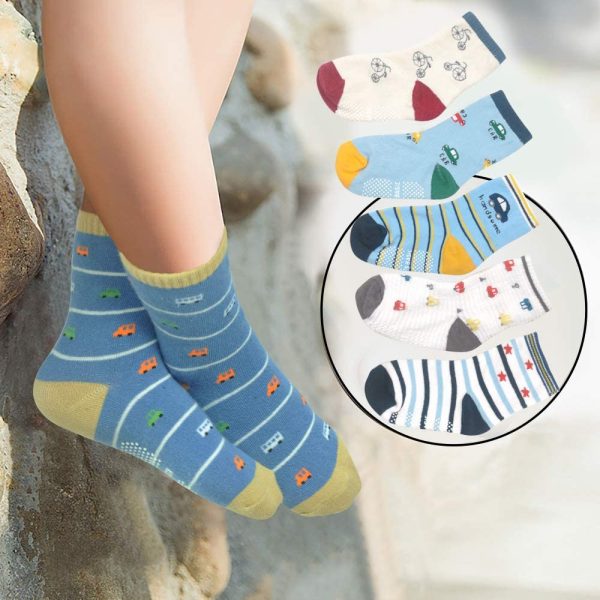 Toddler Non Skid Boy Socks - 12 Pairs Infant Baby Kid Children Grips Socks for 1-7 Years Old Girl Socks - Image 3