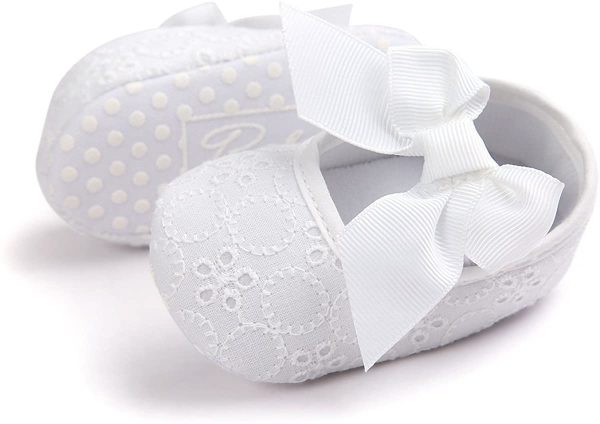 LACOFIA Baby Girls Anti-Slip Soft Sole Slipper Shoes Prewalkers White - Image 2