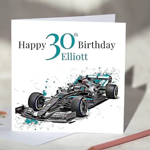 Lewis Hamilton Formula One F1 Mercedes Birthday Card Personalise with Age and Name - Image 3