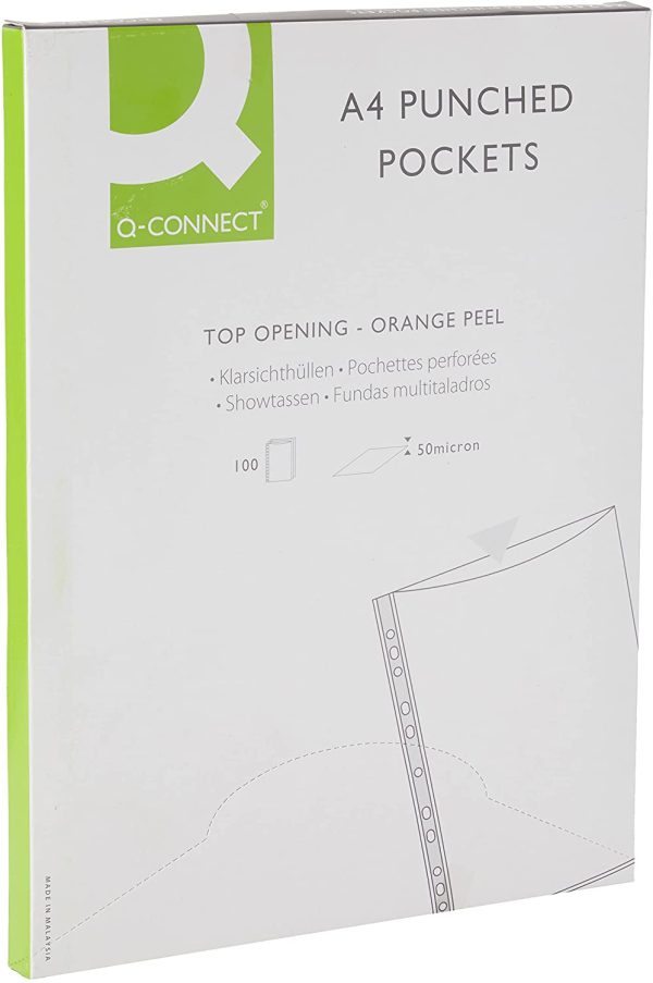 Punched Pocket A4 50micro, Orange Peel (Pack of 100) - Image 2