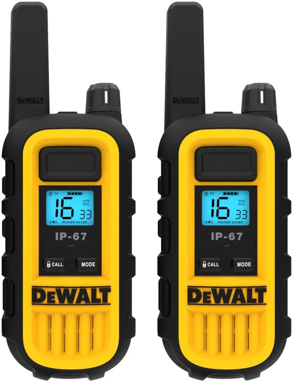 DeWalt DXPMR300 Heavy Duty Professional Walkie Talkie PMR Radio with Up to 10 Floors/8km Range, License Free - Black and Yellow - Image 2