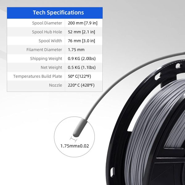 Flashforge? PLA 3D Printing Filament 1.75mm 0.5KG/Roll for Dreamer and Finder Series (Black) - Image 2