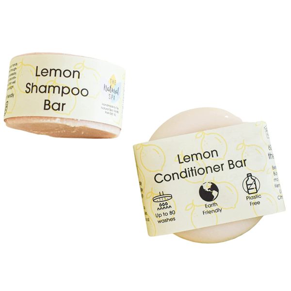 Lemon Shampoo and Conditioner Bar set - Plastic Free - Sulphate Free - - Handmade in Devon UK (SW England)