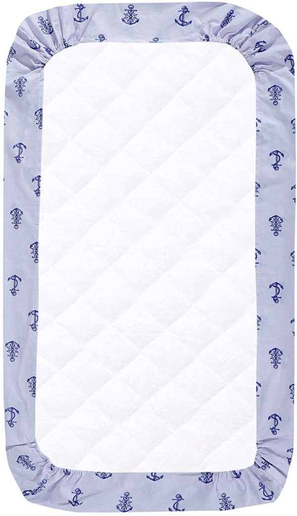 2 X Cot Bed Fitted Sheets, 70 x 140 cm - Anchor Blue