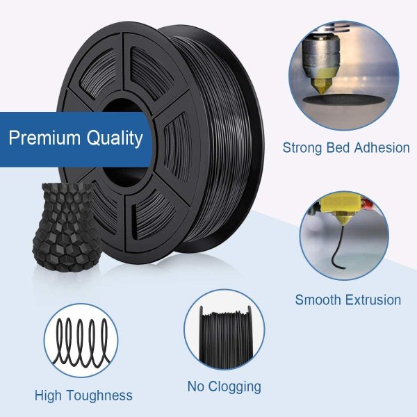 PLA Filament 1.75mm, PLA 3D Printer Filament,  PLA Filament 1KG (2.2 LBS) Spool, Dimensional Accuracy +/- 0.02mm, PLA Black - Image 2