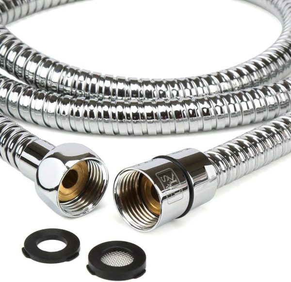 H&S 1.75m (69??) Stainless Steel Replacement Shower Hose Anti-Kink with 2 Washers - Chrome - Image 4