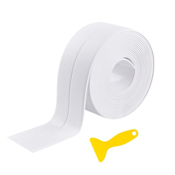 Dreetino Caulk Strip, 11ft Self Adhesive Caulk Strip Sealant Tape for Kitchen, Bathroom, Toilet, Wall Corner with Sealing Tool - White - Image 6