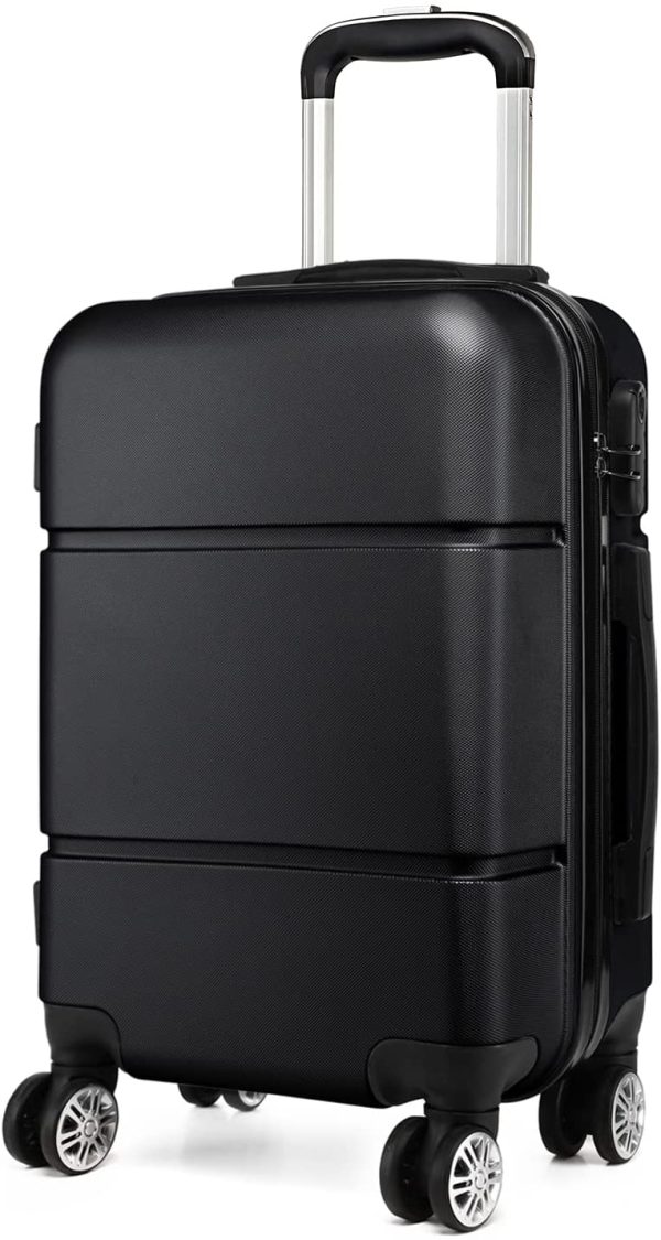 Kono Suitcase 20'' Travel Carry On Hand Cabin Luggage Hard Shell Travel Bag Lightweight, Black - Image 7