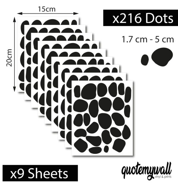 QuoteMyWall 9 Sheets Polka Dot Wall Stickers For Bedrooms Dalmation Dalmatian Spot Polka Dot Wall Stickers Childrens Kids Decor Decals Irregular Animal Stickers Home Nursery 216 Pack - Image 8