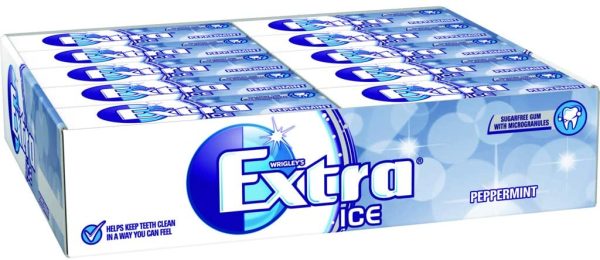 Extra Wrigley Ice Peppermint Sugarfree Gum with Microgranules 10 Pieces (Pack of 30)