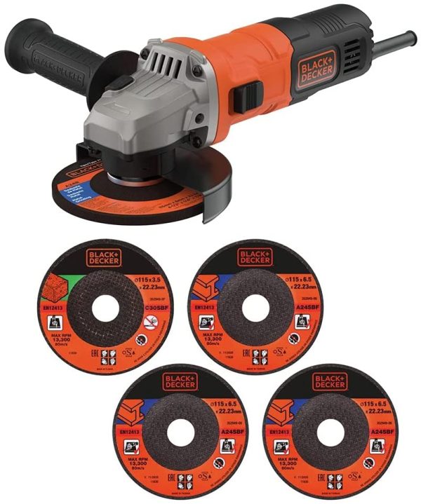 BLACK+DECKER 710 W Grinder Power Tool 115 mm with 5 Cutting Discs, BEG010A5-GB - Image 3