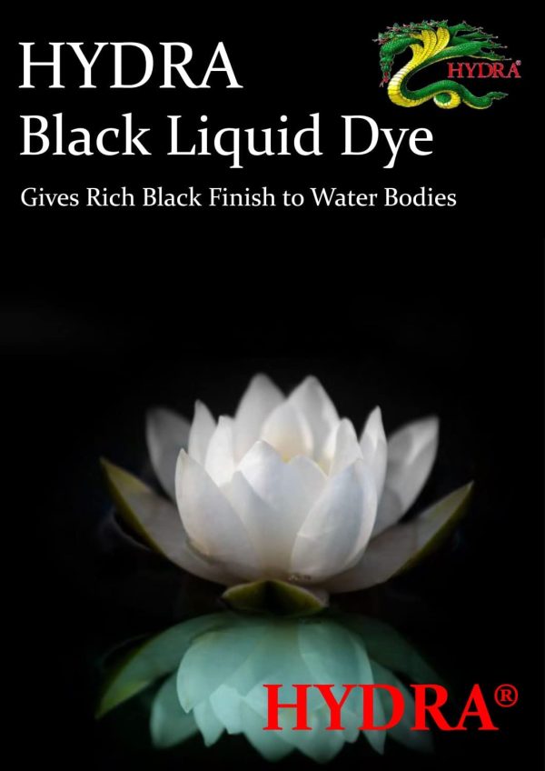 HYDRA LIQUID BLACK DYE 95ml Treats upto 399L Concentrated Liquid Dye Safe for Use in Ponds, Fountains & Water features