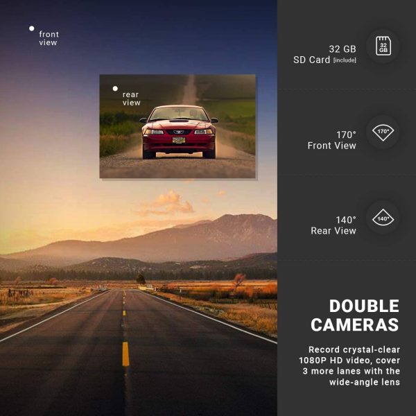 Dash Cam Front and Rear Camera FHD 1080P with Night Vision and SD Card Included, 3 Inch IPS Screen Dash Cam for Cars, 170??Wide Angle Dashboard Camera DVR Motion Detection Parking Monitor G-Sensor HDR - Image 5