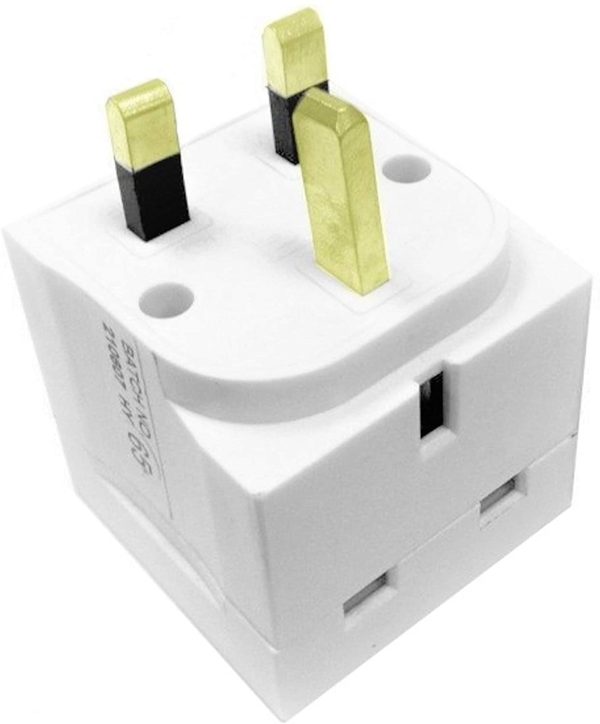 HomeBerg 2 Way Double Plug Adaptor - Multi Plugs Extension Sockets Adapter - UK 3 Pin Socket Extensions 250V 13 Amp - Power Extender Multiplug Block for Kitchen, Office, PC, TV, Indoor Lighting - Image 5