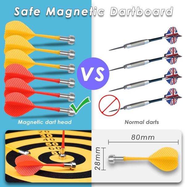 HelaCueil Magnetic Safe Dartboard Set ?38cm /15-inch - for Children and Adults Dartboard - Image 3