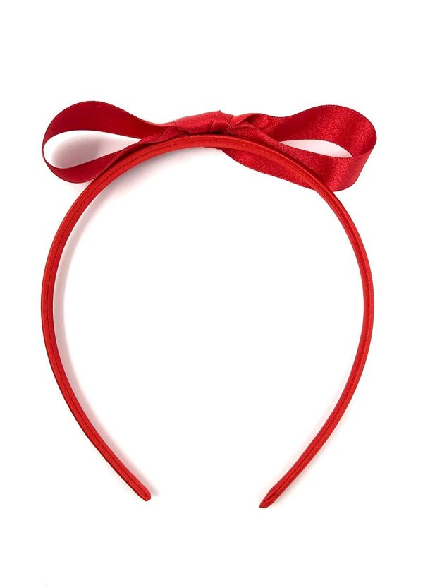 Red Matilda Style Snow White Satin Girls Hairband Headband Extra Wide Red Bow - 1st Class Same Day Dispatch before 2.30pm